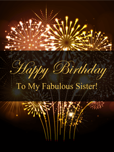 Gorgeous Fireworks Happy Birthday Card for Sister