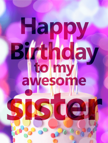 Vivid Birthday Cake Card for Sister