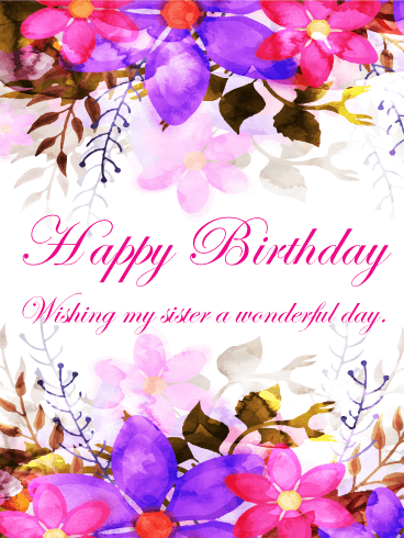 Floral Happy Birthday Card for Sister