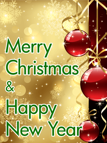 Red Ornaments Merry Christmas Card