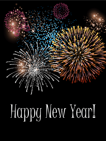 New Year Colorful Fireworks Card