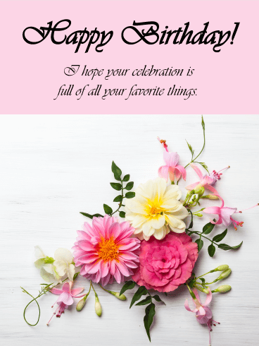 Colorful Blooms - Happy Birthday Card